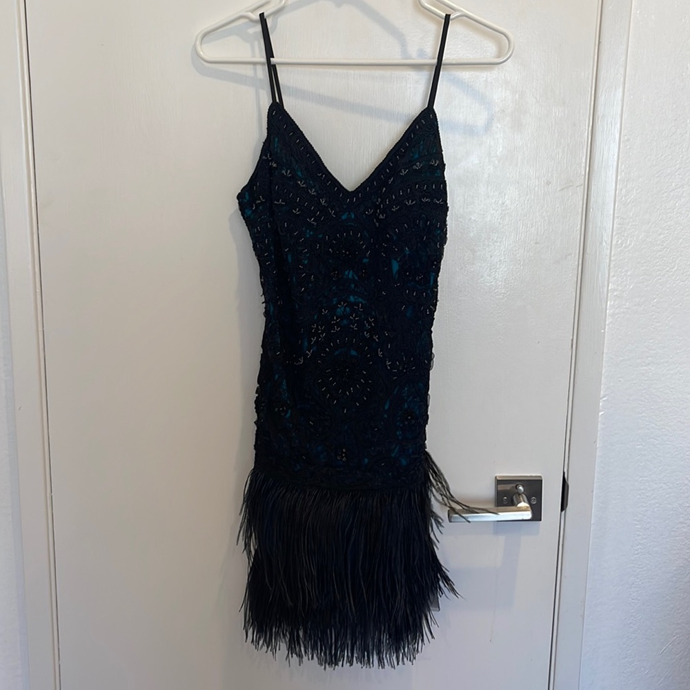 Sue Wong feather and embellishment dress size 2